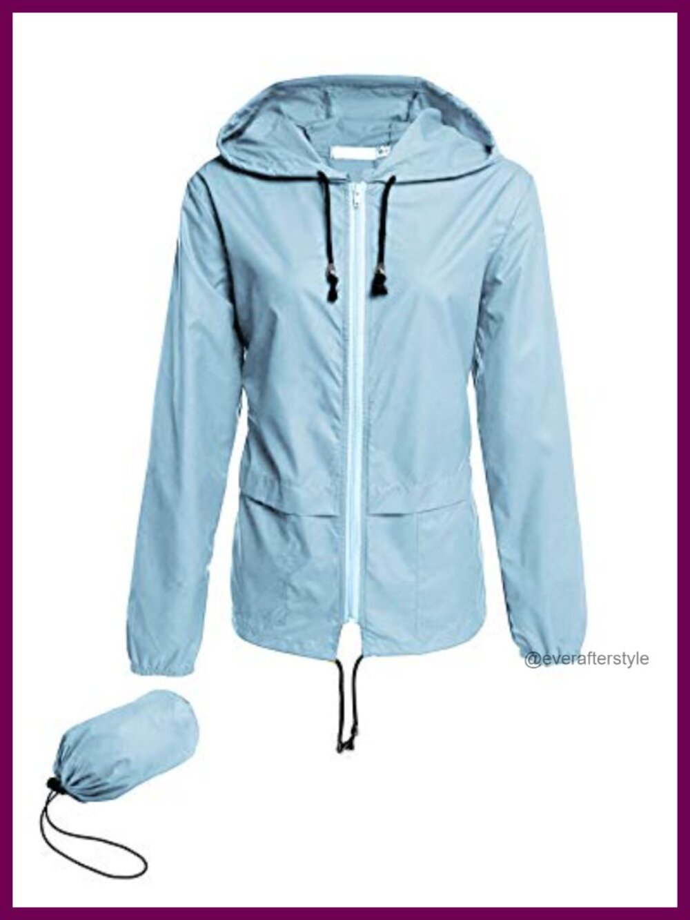 Avoogue Women's Packable Water-Resistant Raincoat Hooded Windbreaker